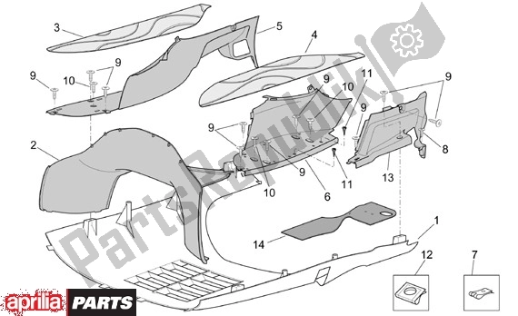 Toutes les pièces pour le Voetruimteafdekking du Aprilia Scarabeo 125-200 16 2003