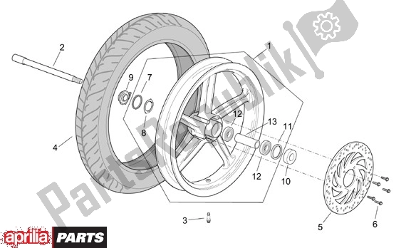 All parts for the Front Wheel of the Aprilia Scarabeo 125-200 16 2003