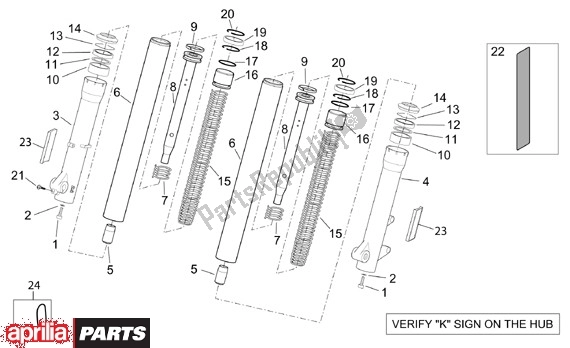 Tutte le parti per il Vork Brug Kaifa del Aprilia Scarabeo 125-200 16 2003