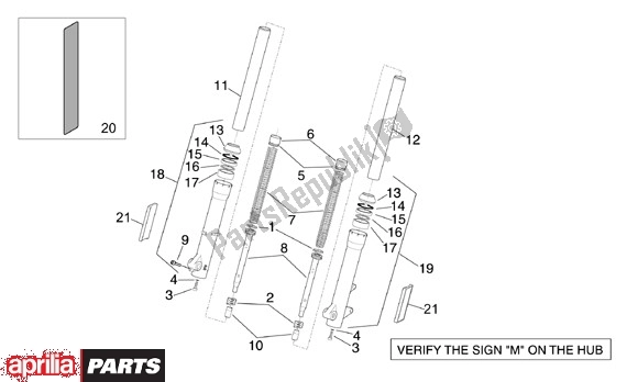 Alle Teile für das Vork Brug Marzocchi des Aprilia Scarabeo 125-200 16 2003