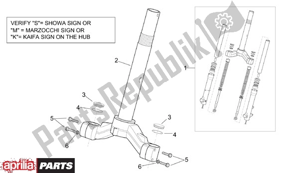 All parts for the Vork Brug of the Aprilia Scarabeo 125-200 16 2003