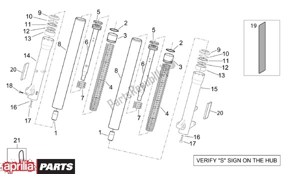 All parts for the Vork Showa of the Aprilia Scarabeo 125-200 16 2003