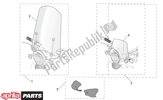 All parts for the Wind Screen of the Aprilia Scarabeo 125-200 16 2003