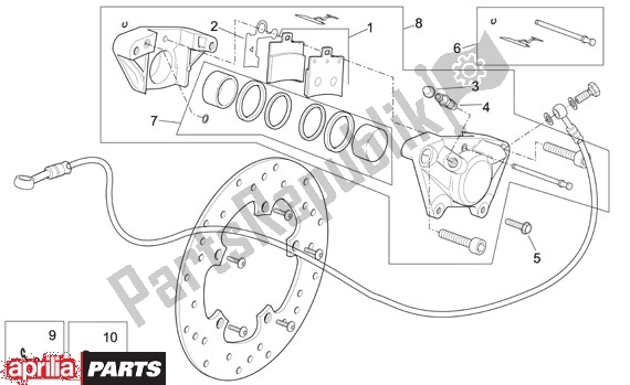 All parts for the Achterwielremklauw of the Aprilia Scarabeo 125-250 660 2004 - 2006