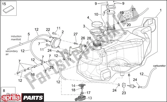 All parts for the Fuel Tank-seat of the Aprilia Scarabeo 125-250 660 2004 - 2006