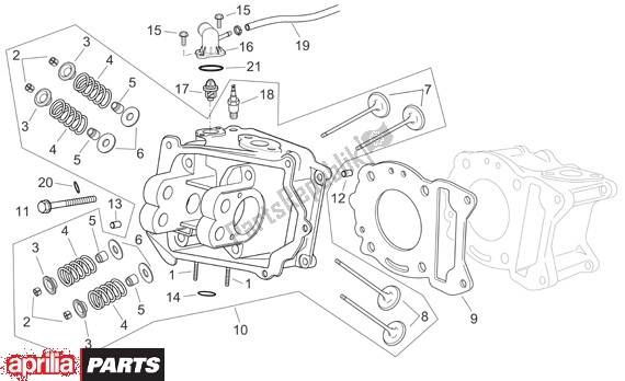 All parts for the Cylinder Head of the Aprilia Scarabeo 125-250 660 2004 - 2006