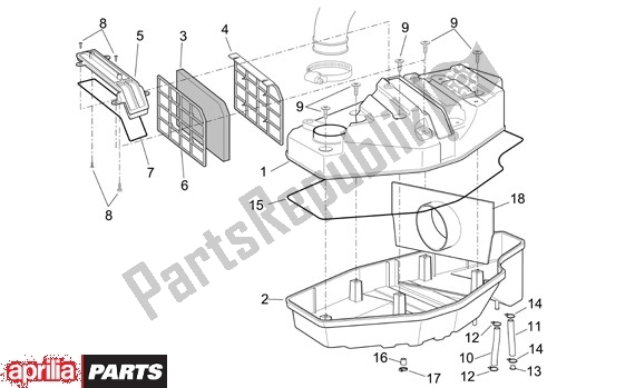 Tutte le parti per il Filterhuis del Aprilia Scarabeo 125-250 660 2004 - 2006