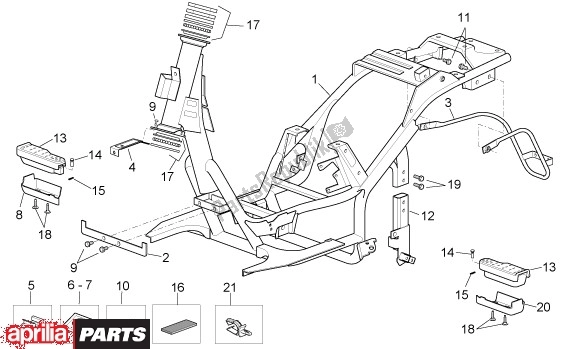 All parts for the Frame of the Aprilia Scarabeo 125-250 660 2004 - 2006