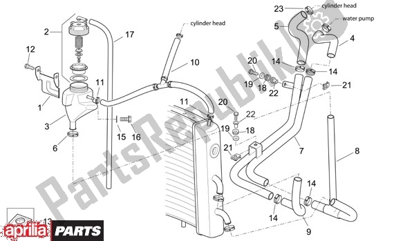 Wszystkie części do Koelapparaat Aprilia Scarabeo 125-250 660 2004 - 2006