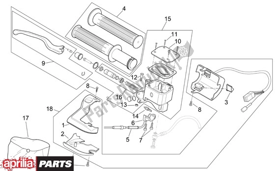 Alle onderdelen voor de Schakelingen Rechts van de Aprilia Scarabeo 125-250 660 2004 - 2006