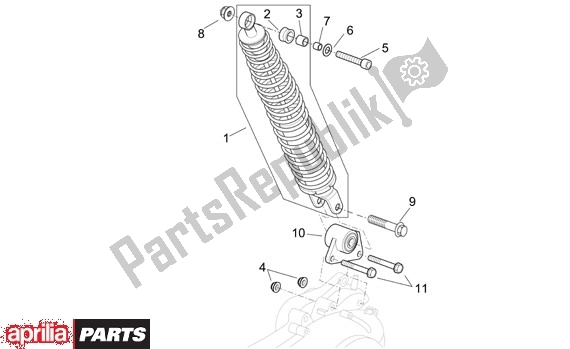 All parts for the Rear Shock Absorber of the Aprilia Scarabeo 125-250 660 2004 - 2006