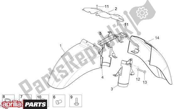 Alle onderdelen voor de Spatbord van de Aprilia Scarabeo 125-250 660 2004 - 2006