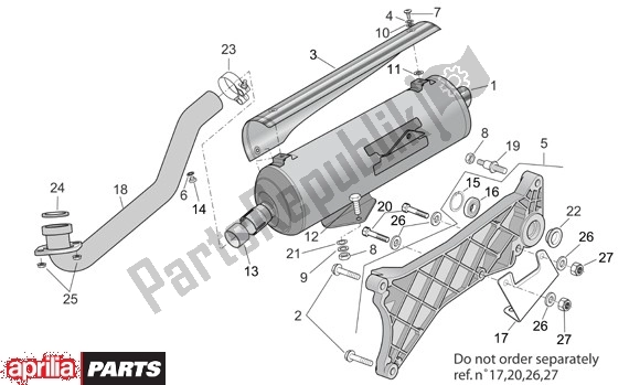 Todas las partes para Uitlaatgroep de Aprilia Scarabeo 125-250 660 2004 - 2006