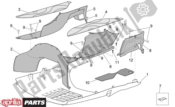 Todas as partes de Voetruimteafdekking do Aprilia Scarabeo 125-250 660 2004 - 2006