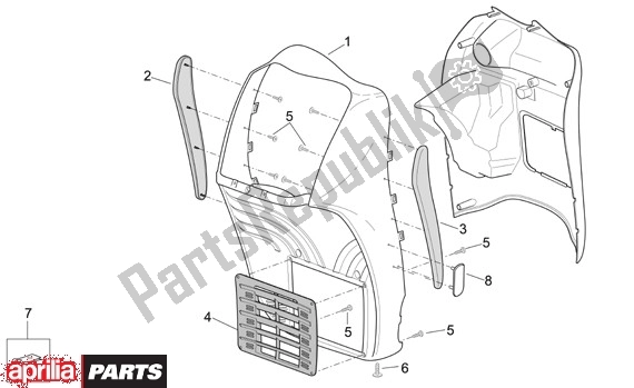 Tutte le parti per il Voorscherm del Aprilia Scarabeo 125-250 660 2004 - 2006