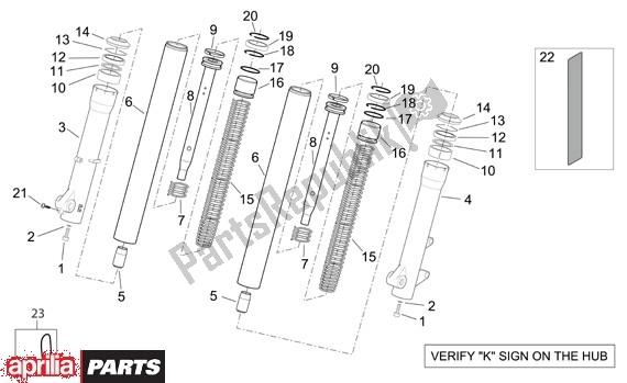 Todas las partes para Vork Brug Kaifa de Aprilia Scarabeo 125-250 660 2004 - 2006