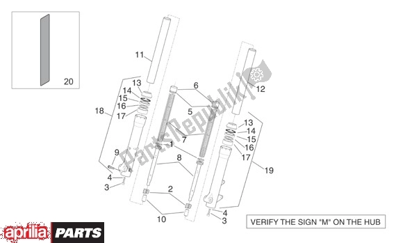 Todas as partes de Vork Brug Marzocchi do Aprilia Scarabeo 125-250 660 2004 - 2006