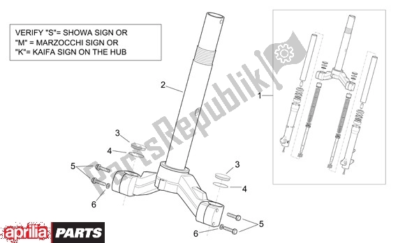 All parts for the Vork Brug of the Aprilia Scarabeo 125-250 660 2004 - 2006