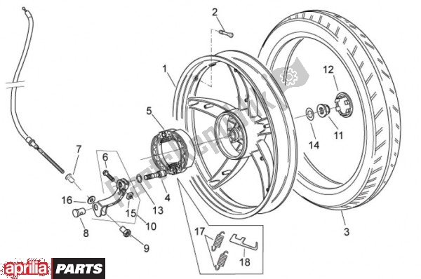 Todas as partes de Roda Traseira do Aprilia Scarabeo 2T EU2 Motore Piaggio 58 50 2010 - 2011