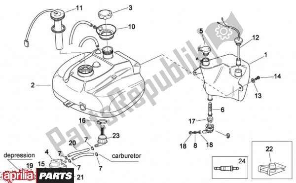 Todas as partes de Tanque De Combustível do Aprilia Scarabeo 2T EU2 Motore Piaggio 58 50 2010 - 2011