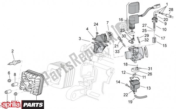Alle Teile für das Bestanddeelen Carburateur des Aprilia Scarabeo 2T EU2 Motore Piaggio 58 50 2010 - 2011