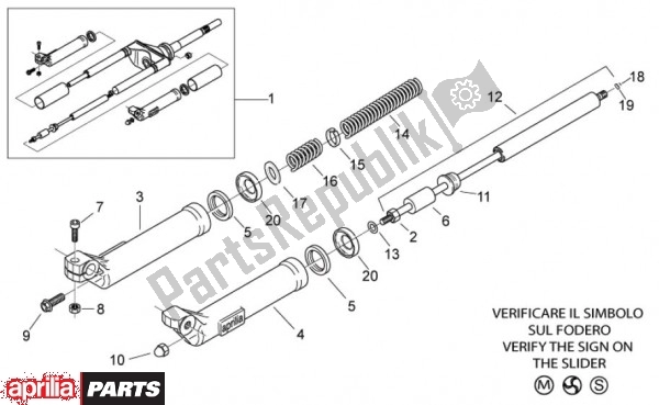 All parts for the Bestanddeelen Voorvork of the Aprilia Scarabeo 2T EU2 Motore Piaggio 58 50 2010 - 2011