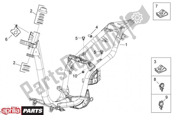 Toutes les pièces pour le Frame du Aprilia Scarabeo 2T EU2 Motore Piaggio 58 50 2010 - 2011