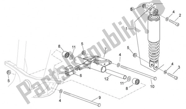 All parts for the Rear Shock Absorber of the Aprilia Scarabeo 2T EU2 Motore Piaggio 58 50 2010 - 2011