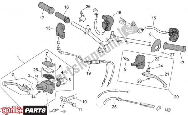 Alle Teile für das Stuur Links Rechts des Aprilia Scarabeo 2T EU2 Motore Piaggio 58 50 2010 - 2011