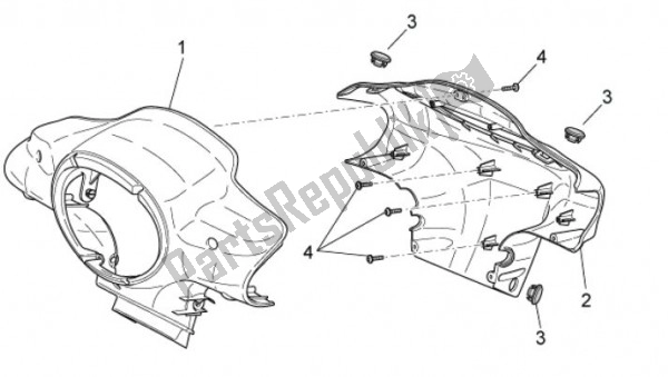 Toutes les pièces pour le Stuurkappen du Aprilia Scarabeo 2T EU2 Motore Piaggio 58 50 2010 - 2011