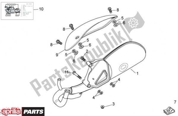 Todas las partes para Cansada de Aprilia Scarabeo 2T EU2 Motore Piaggio 58 50 2010 - 2011