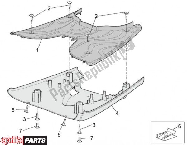 Alle onderdelen voor de Voetruimteafdekking van de Aprilia Scarabeo 2T EU2 Motore Piaggio 58 50 2010 - 2011