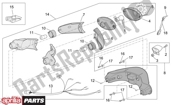 Toutes les pièces pour le Feu Arrière du Aprilia Scarabeo 4T 663 100 2001 - 2004