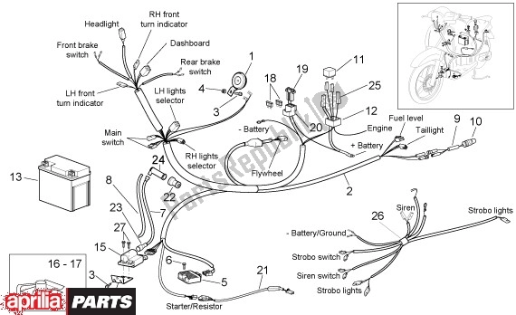 Todas as partes de Elektrische Installatie do Aprilia Scarabeo 4T 663 100 2001 - 2004