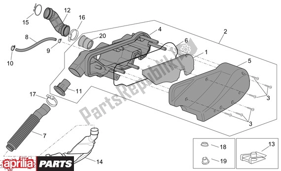 Tutte le parti per il Filterhuis del Aprilia Scarabeo 4T 663 100 2001 - 2004