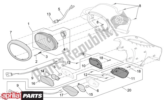 All parts for the Headlight of the Aprilia Scarabeo 4T 663 100 2001 - 2004