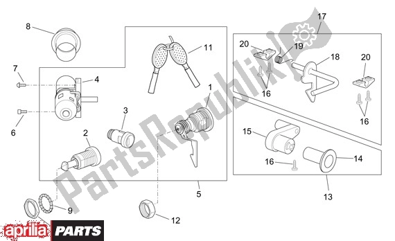 All parts for the Slotset of the Aprilia Scarabeo 4T 663 100 2001 - 2004