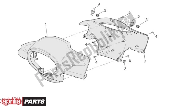 Alle onderdelen voor de Stuurafdekking van de Aprilia Scarabeo 4T 663 100 2001 - 2004