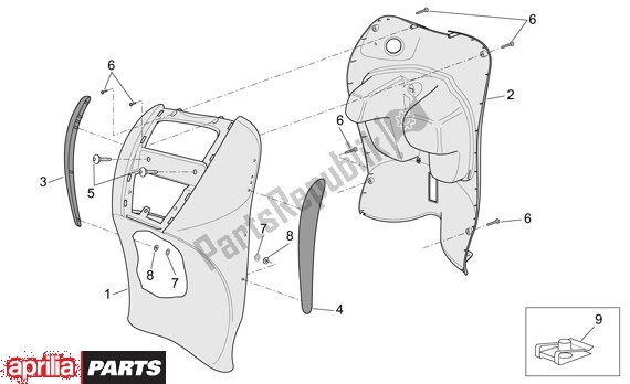 Alle onderdelen voor de Voorscherm van de Aprilia Scarabeo 4T 663 100 2001 - 2004