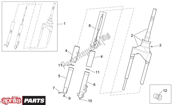 Toutes les pièces pour le Voorwielvork du Aprilia Scarabeo 4T 663 100 2001 - 2004