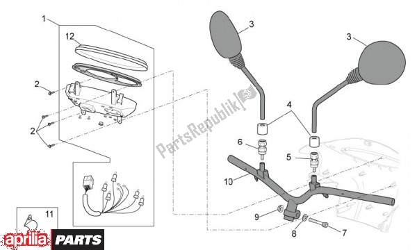 All parts for the Rearview Mirror of the Aprilia Scarabeo 4T 4V 61 50 2010