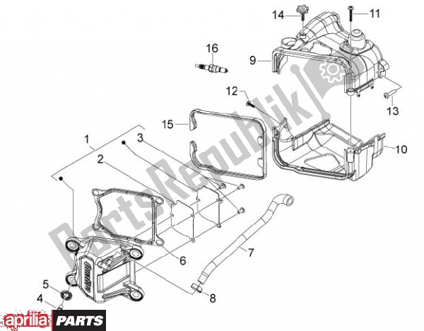 All parts for the Cilinderkopdeksel of the Aprilia Scarabeo 4T 4V 61 50 2010