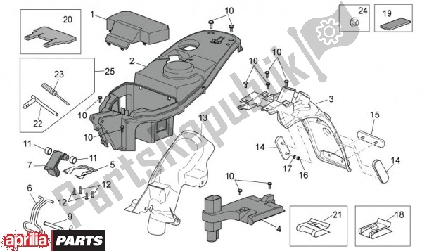 Alle onderdelen voor de Helmbak van de Aprilia Scarabeo 4T 4V 61 50 2010