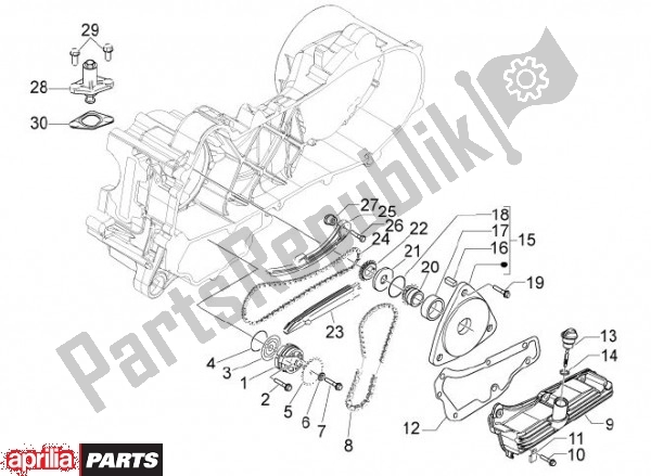 All parts for the Oil Pump of the Aprilia Scarabeo 4T 4V 61 50 2010