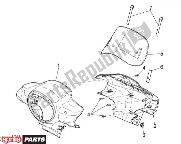 All parts for the Stuurafdekking of the Aprilia Scarabeo 4T 4V 61 50 2010