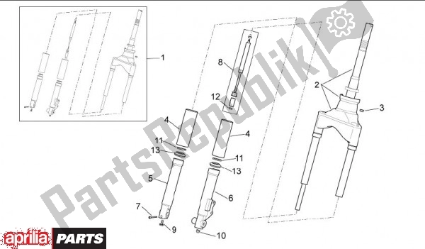 All parts for the Telescoopvork of the Aprilia Scarabeo 4T 4V 61 50 2010