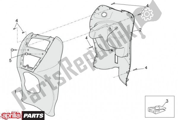 Alle onderdelen voor de Voorscherm van de Aprilia Scarabeo 4T 4V 61 50 2010