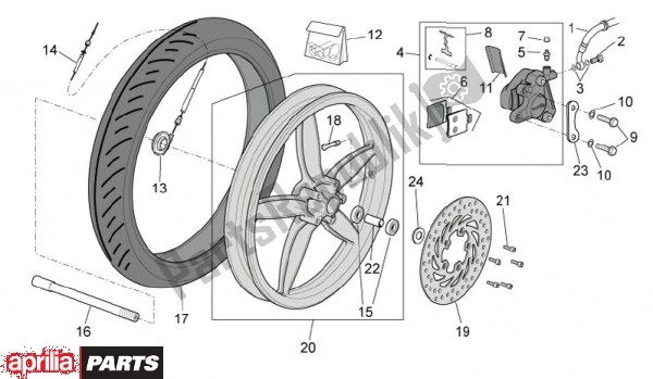 All parts for the Front Wheel of the Aprilia Scarabeo 4T 4V 61 50 2010
