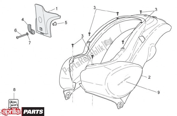 Tutte le parti per il Zijbeplating del Aprilia Scarabeo 4T 4V 61 50 2010