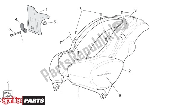 Alle Teile für das Zijbeplating des Aprilia Scarabeo 4T 4V NET 65 50 2009